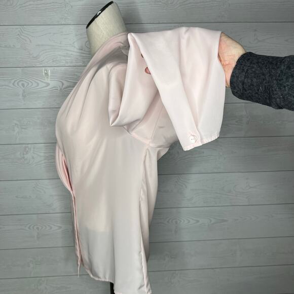 David Matthew 80's Vintage pale pink semi-sheer blouse Size 14 - Picture 5 of 5